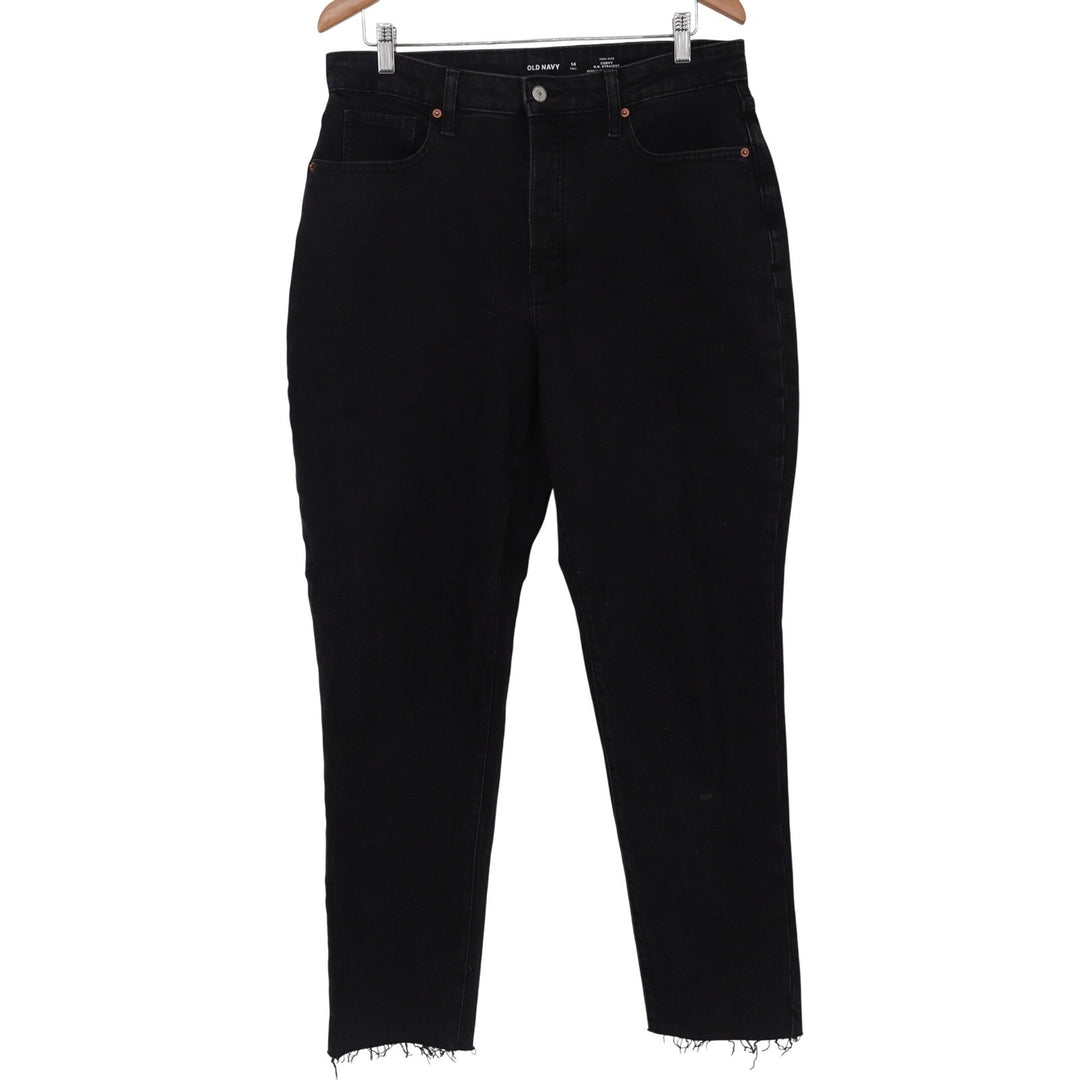 Old Navy Jeans Womens 14 Tall Curvy O.G. Straight Black Raw Hem Excellent