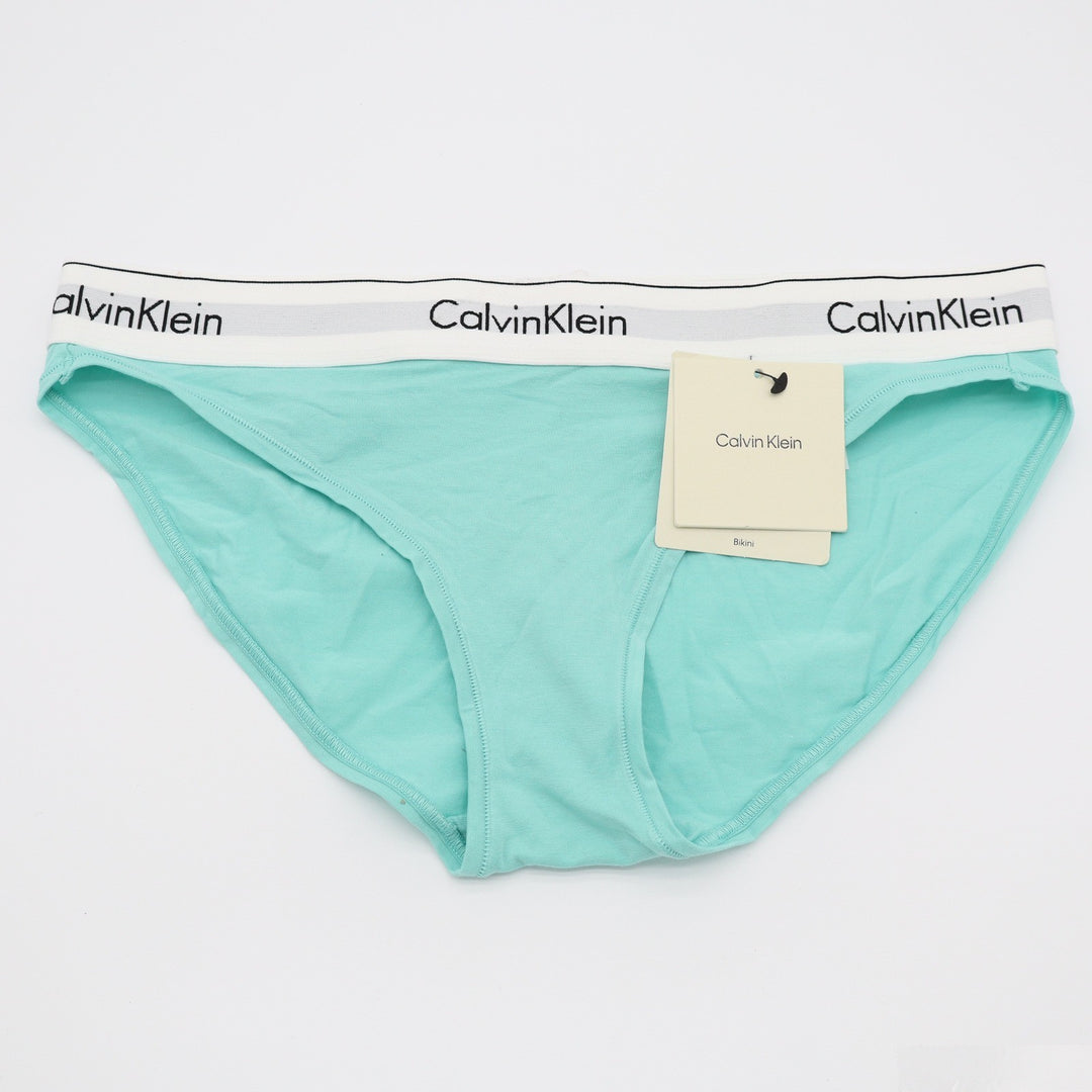 Calvin Klein Womens Bikini Underwear Aqua Green Logo Waistband Medium F3787