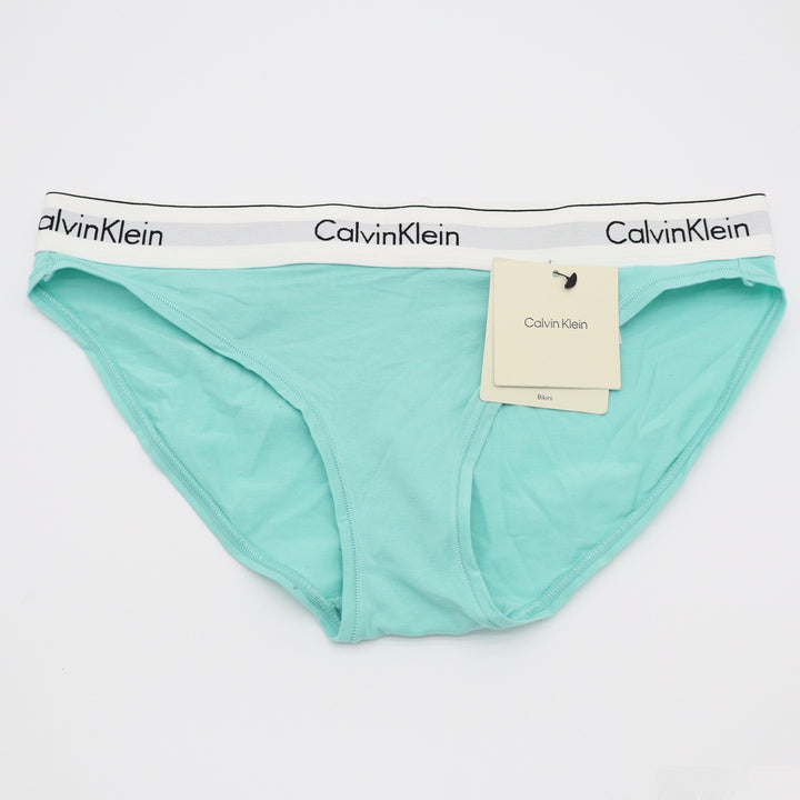Calvin Klein Womens Bikini Underwear Aqua Green Logo Waistband Medium F3787