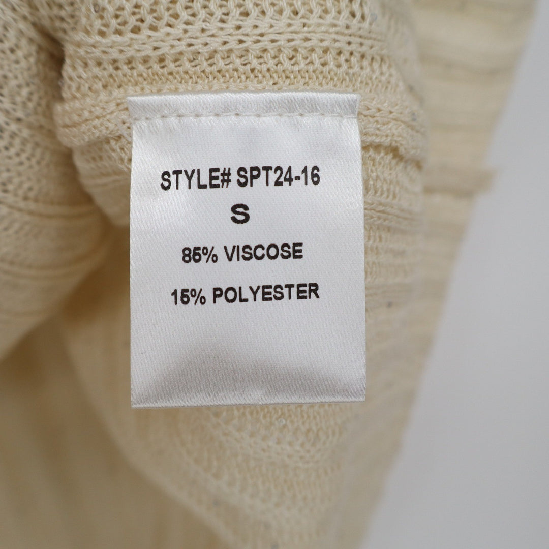 Like Love Ivory Ribbed Sequin Knit Sleeveless Top Small