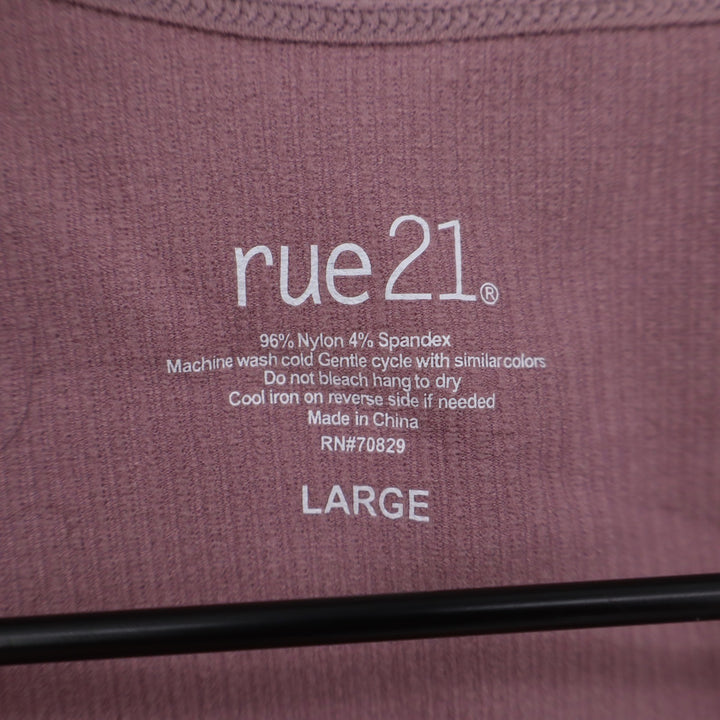 rue21 Womens Mauve Ribbed V-Neck O-Ring Short Sleeve Crop Top Large