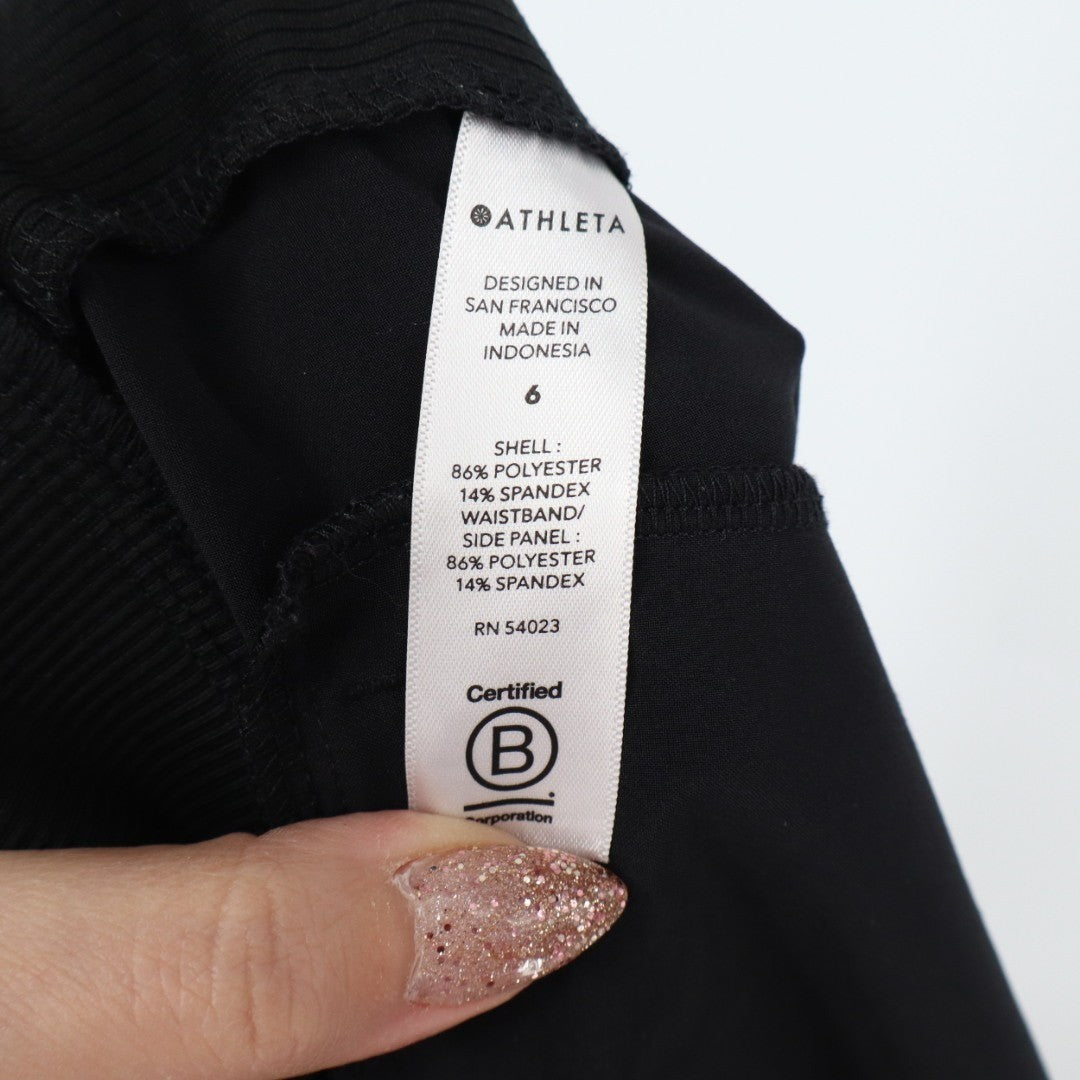 Athleta Brooklyn Ankle Pants Womens 6 Black Knit Stretch Slash Pockets Mid Rise