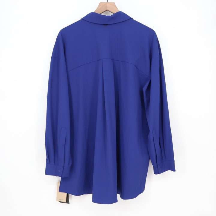 Nike 24.7 Dri-FIT Womens Royal Blue Snap Button Down Shirt Large NEW