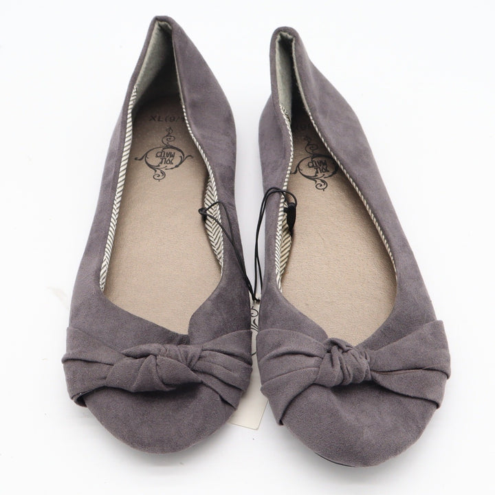 Sole Mates Womens Charcoal Grey Knotted Bow Faux Suede Ballet Flats Size XL 9-10