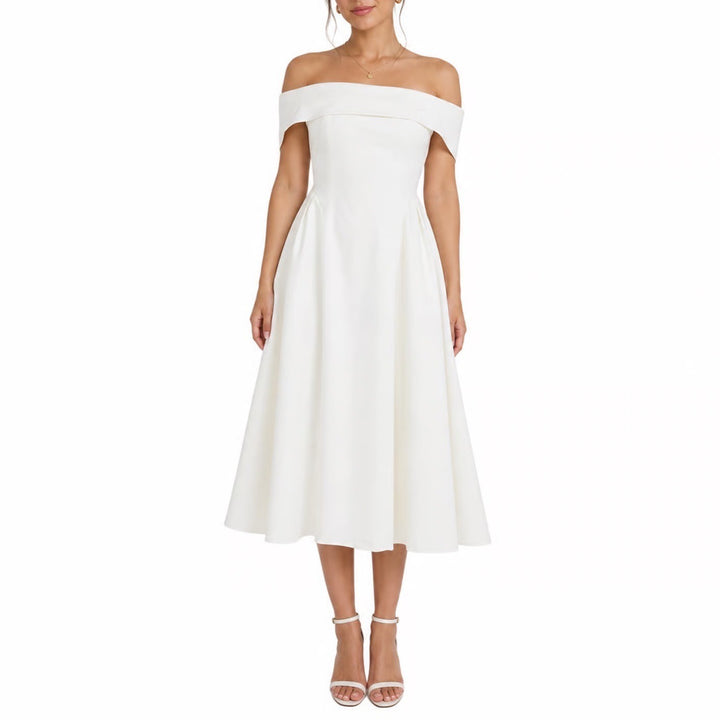 ZESICA White Off The Shoulder Midi Dress XL New With Stains