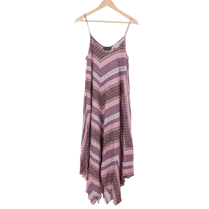 See You Monday Dress Womens M Midi Handkerchief Hem Purple Paisley Chevron Exc
