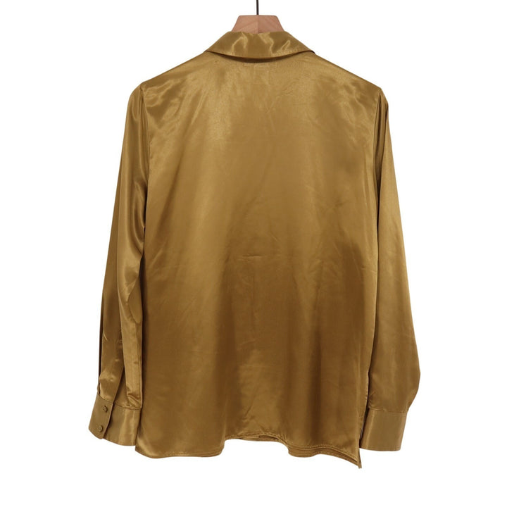 Rachel Zoe 2-Piece Set Womens M Olive Green Button-Down Shirt & Slip Skirt Satin