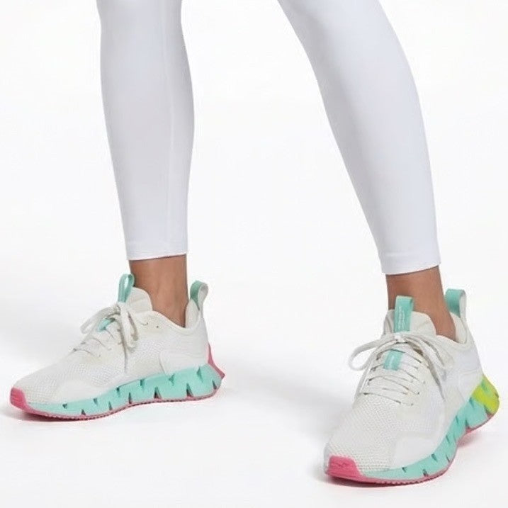 Reebok Zig Dynamica GZ4803 Sneakers Womens US 8.5 Gray Mint Mesh Running Shoes