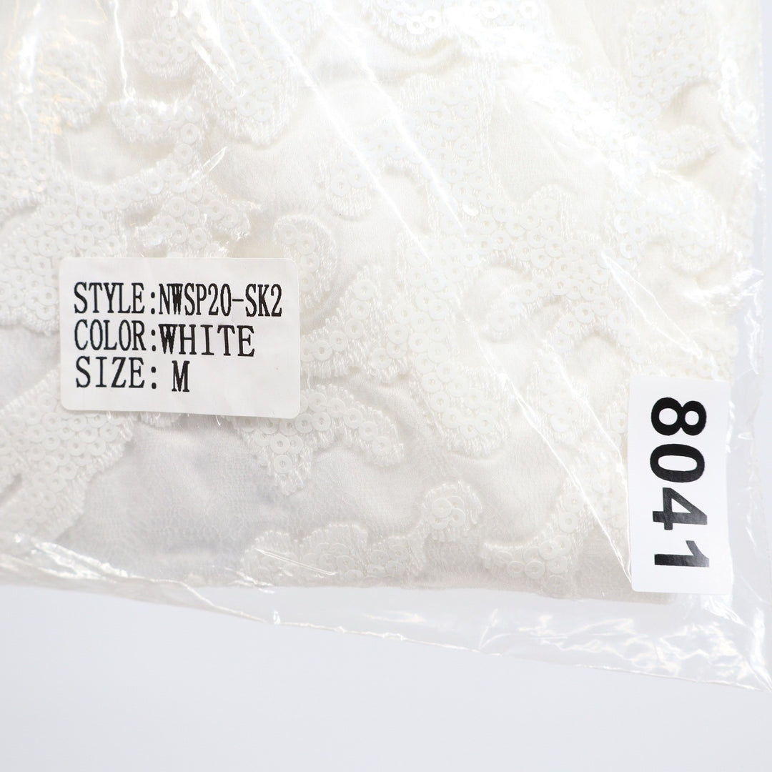 Naked Wardrobe The Statement White Sequin Lace Ruffle Mini Skirt M