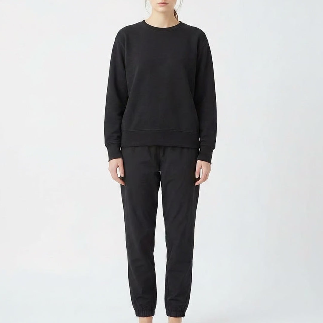 Naked Wardrobe Black Sweatshirt Jogger Set XS Raw Edge Loungewear