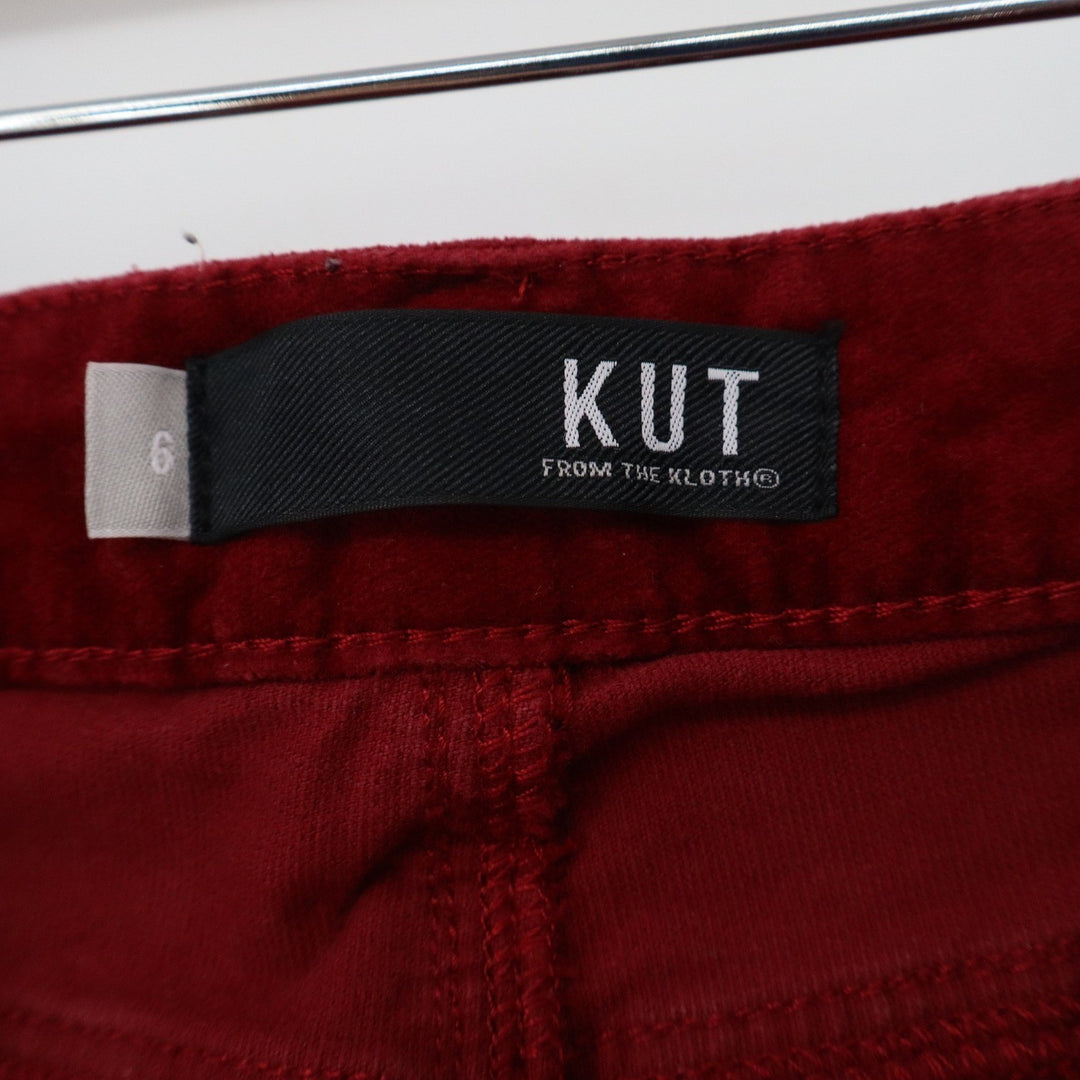 Kut from the Kloth Mia Toothpick Skinny Corduroy Pants Burgundy Red Size 6