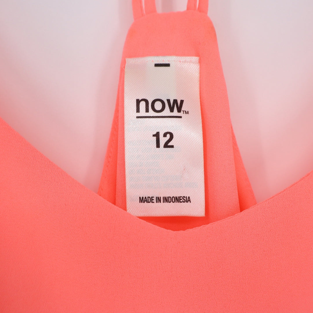 Now Neon Pink Cami Top Size 12 V-Neck T-Back Spaghetti Strap Flowy Tank