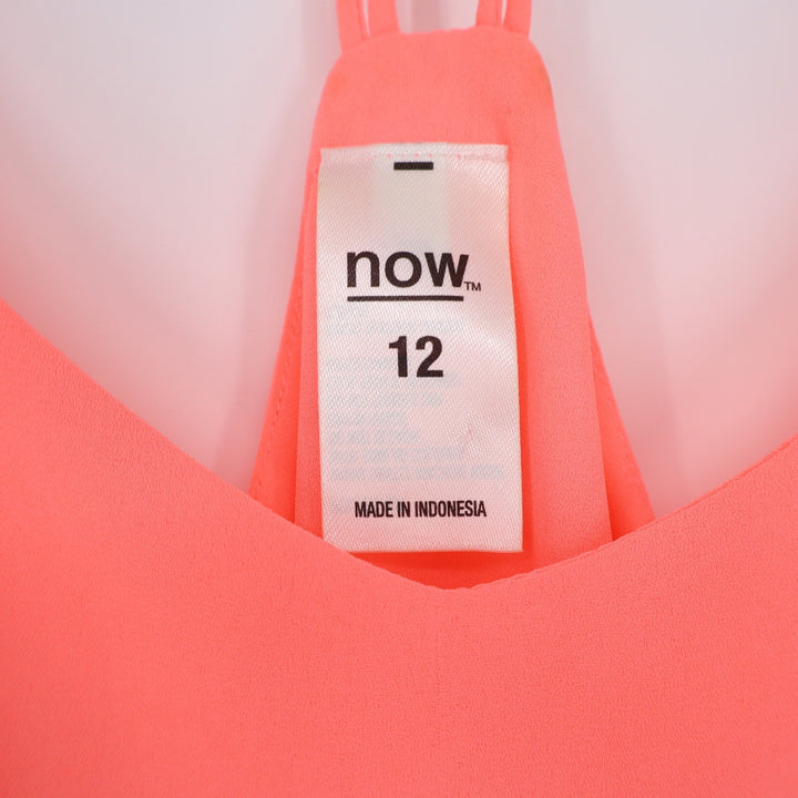 Now Neon Pink Cami Top Size 12 V-Neck T-Back Spaghetti Strap Flowy Tank