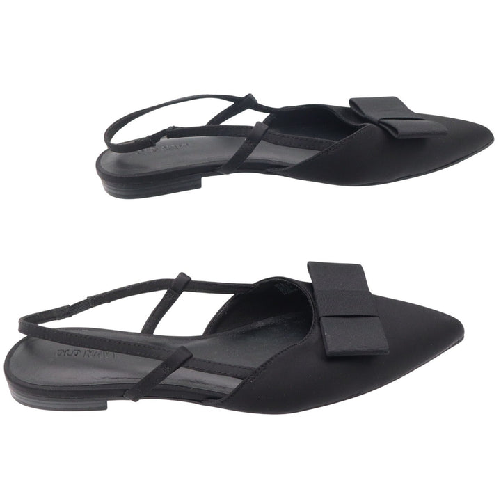 Old Navy Womens Black Satin Pointed Toe Bow Slingback Flats Size 8.5