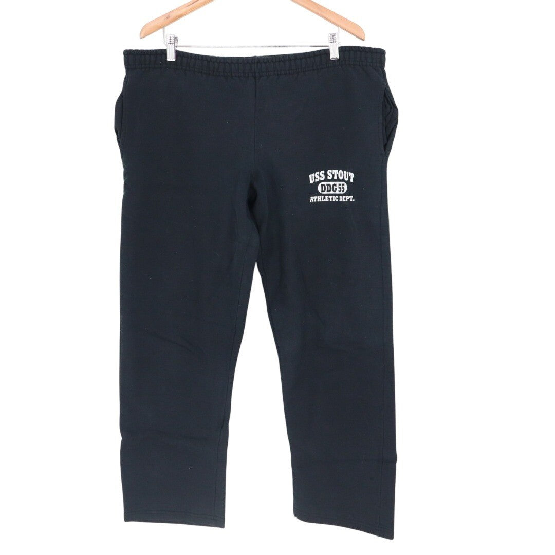 Gildan DryBlend USS Stout DDG 55 Athletic Dept Mens Medium Black Sweatpants