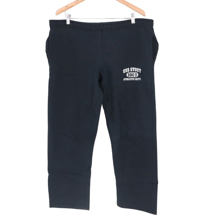 Gildan DryBlend USS Stout DDG 55 Athletic Dept Mens Medium Black Sweatpants