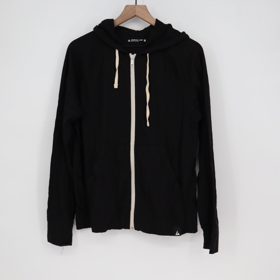 American Giant Black Full Zip Hoodie Made in USA Medium Mens Womens Casual