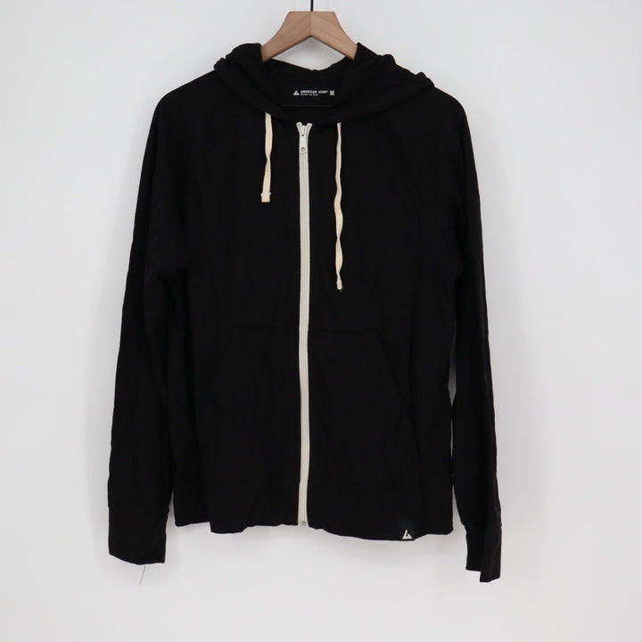 American Giant Black Full Zip Hoodie Made in USA Medium Mens Womens Casual