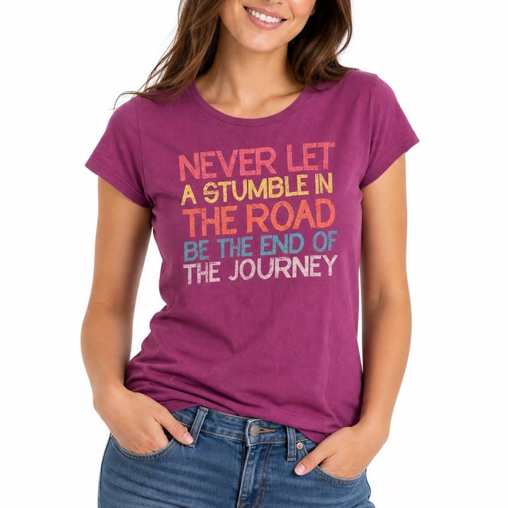 BLU Womens Graphic Tee Purple Inspirational Quote Cotton T-Shirt Size M