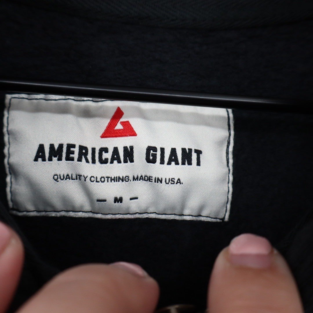 American Giant Full Zip Hoodie Black Cotton Made in USA Mens Medium Casual
