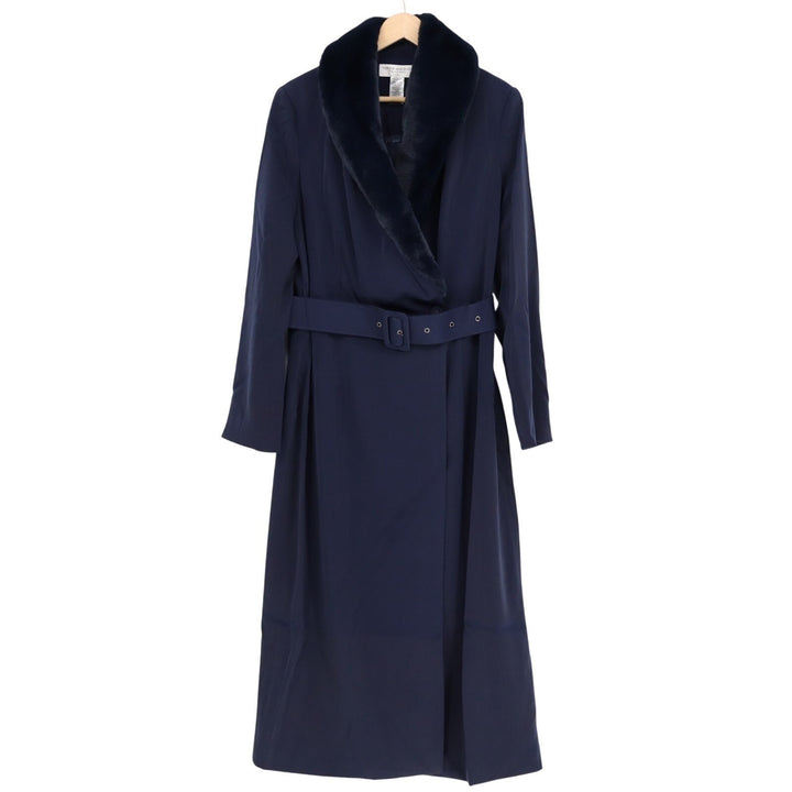 Naked Wardrobe The Statement Trench Coat Womens XL Navy Belted Waist Stretch