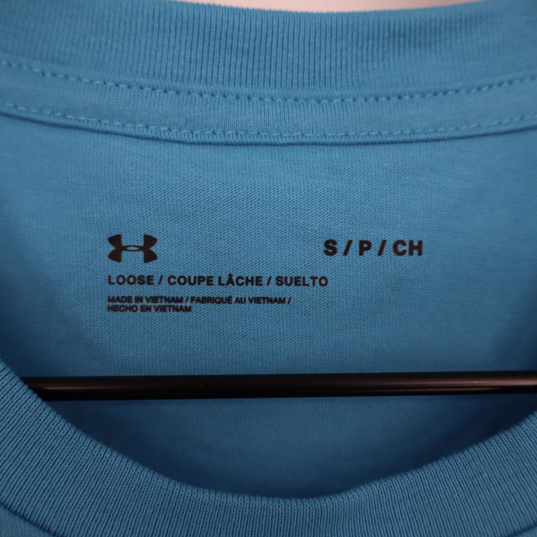 Under Armour Mens Left Chest Cut Off Tank Blue Loose Fit Muscle Shirt S