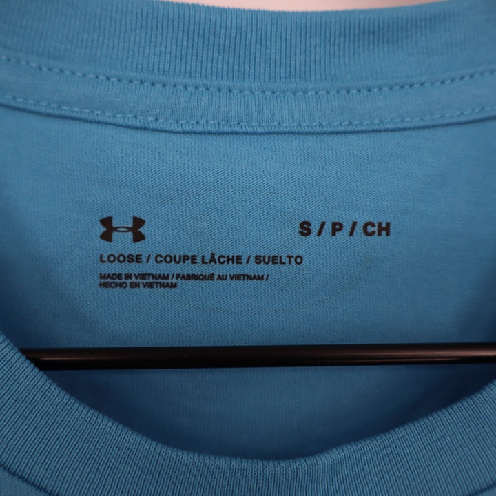 Under Armour Mens Left Chest Cut Off Tank Blue Loose Fit Muscle Shirt S