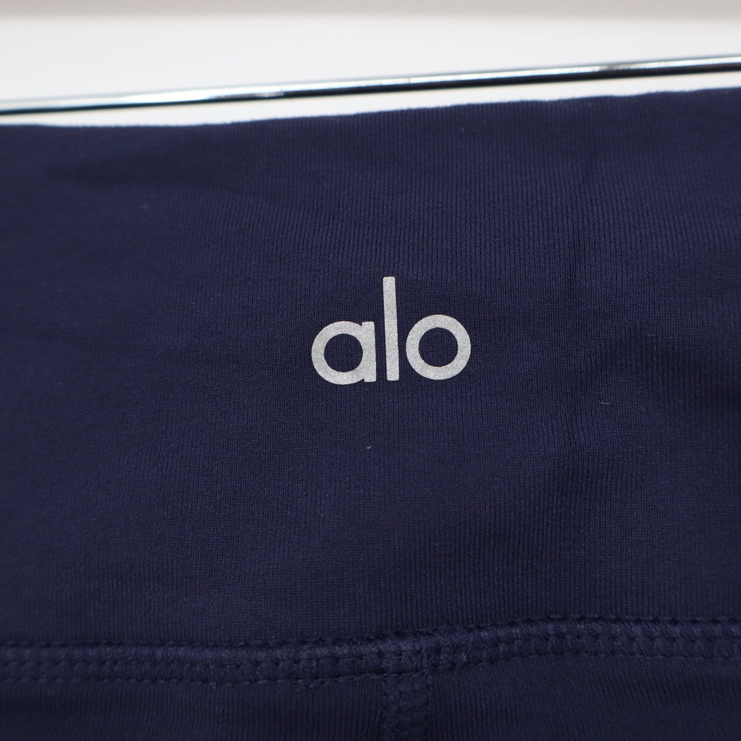 Alo Leggings Womens M Moto Navy Blue Quilted Mesh Activewear Excellent