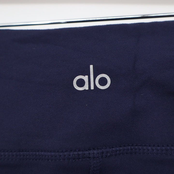 Alo Leggings Womens M Moto Navy Blue Quilted Mesh Activewear Excellent