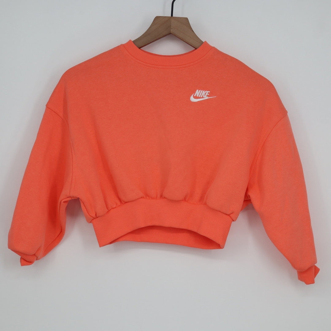 Nike Kids Girls Cropped Crewneck Sweatshirt Orange XS