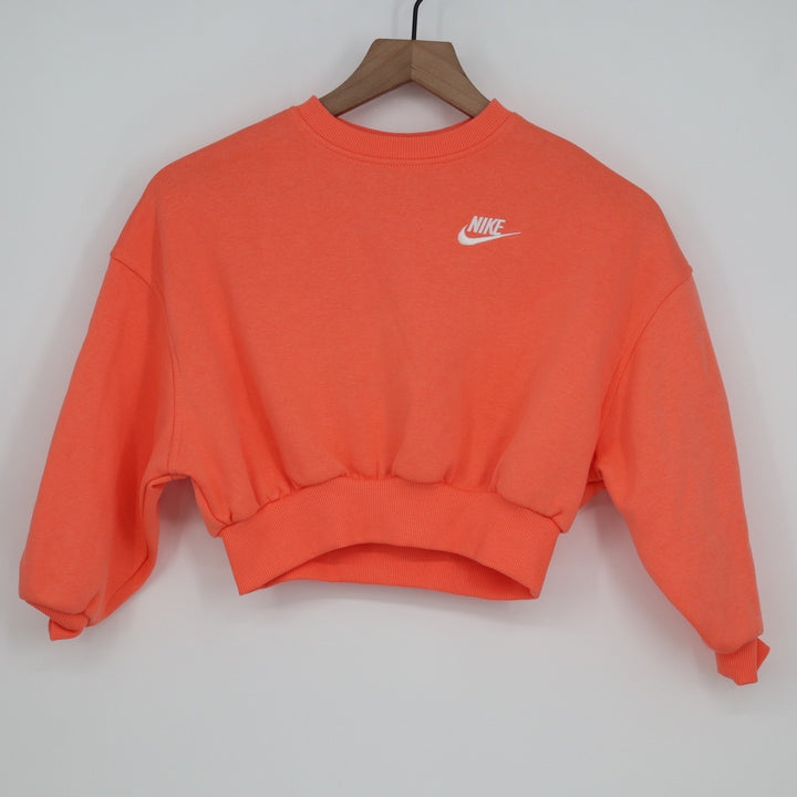 Nike Kids Girls Cropped Crewneck Sweatshirt Orange XS
