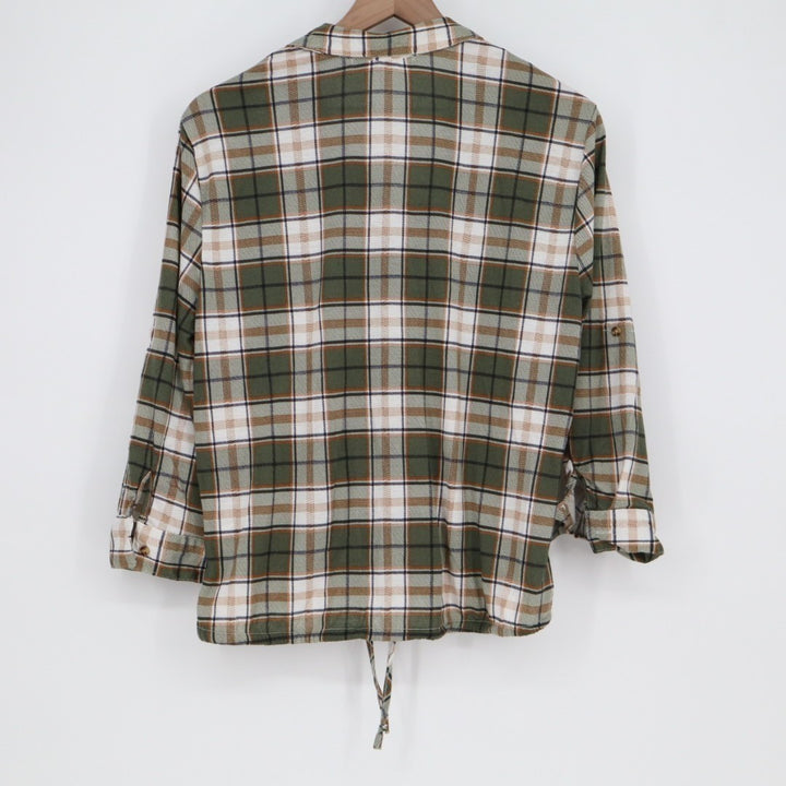 Eden & Olivia Flannel Shirt Womens Large Green Plaid Spread Collar Button Up