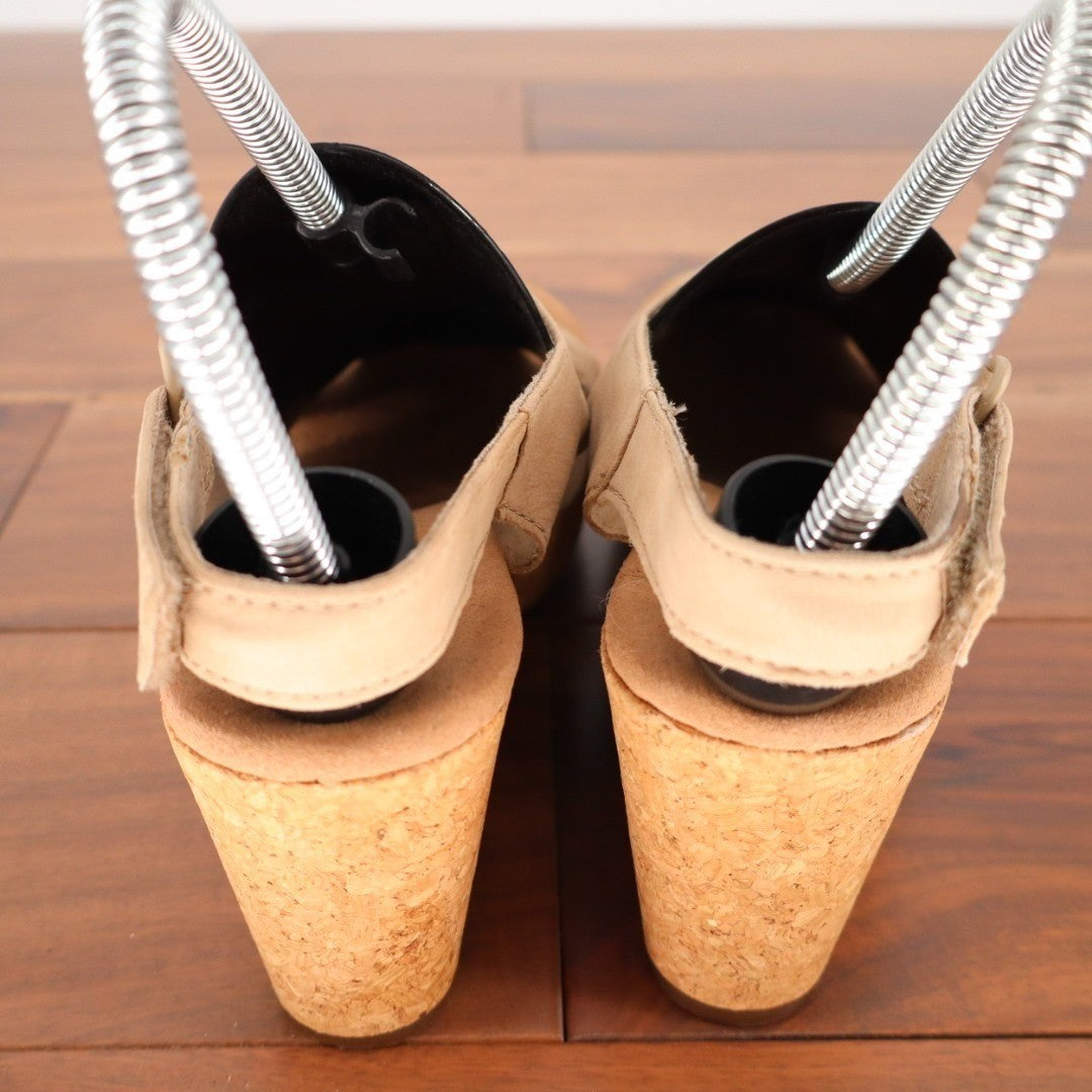 Clarks Collection Annadel Bari Womens US 7M Nubuck Leather Beige Wedge Sandals