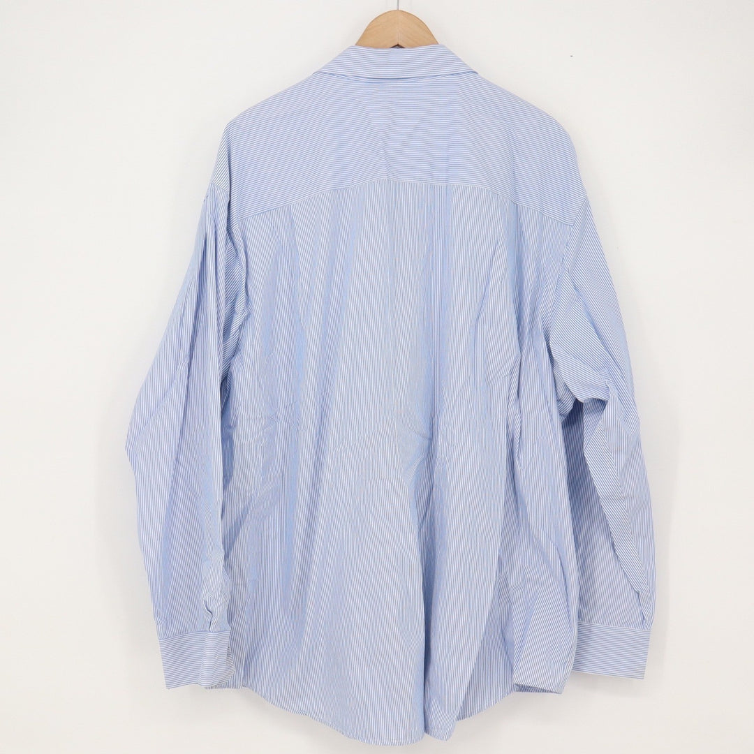 IZOD Shirt Mens 2XL Luxury Sport Blue Pinstripe Button-Down Long Sleeve Good