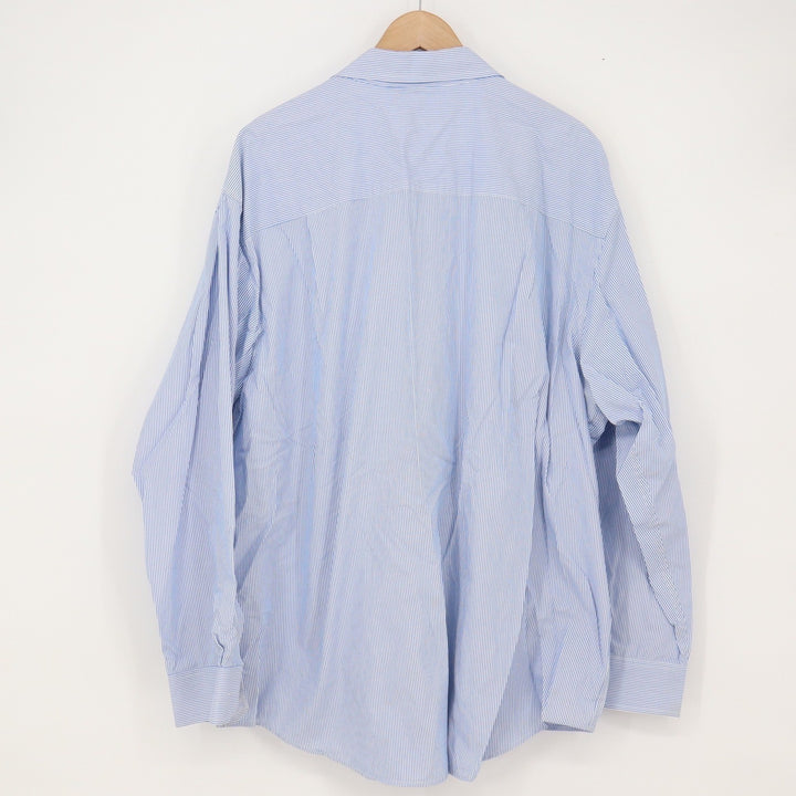 IZOD Shirt Mens 2XL Luxury Sport Blue Pinstripe Button-Down Long Sleeve Good