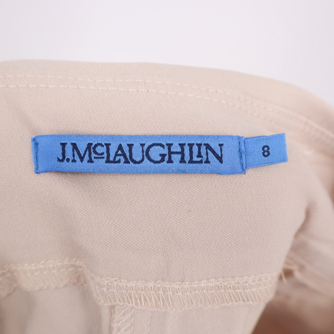 J.McLaughlin Lexi Straight Leg Pull On Pants Beige Tan Size 8 Workwear Stretch