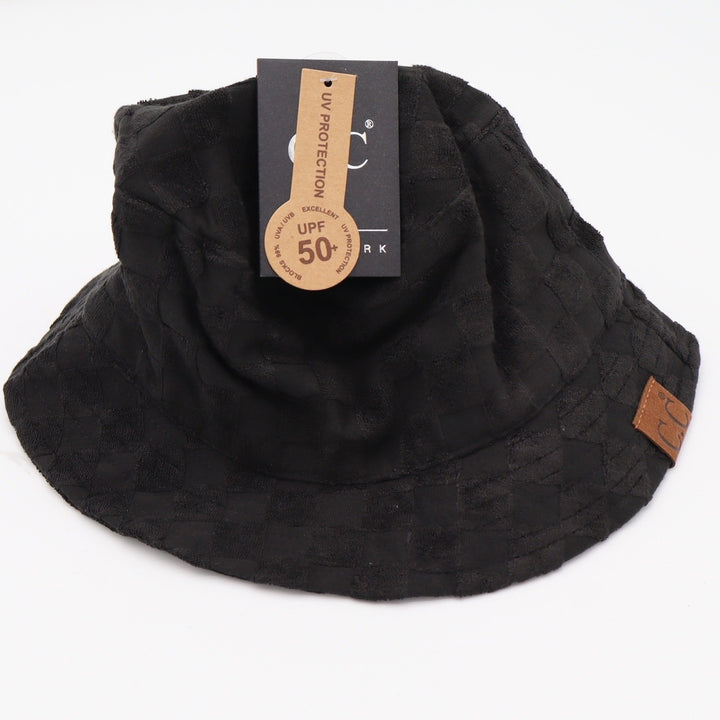 C.C Bucket Hat Womens OS Checkered Black UPF 50+ UV Protection Sun Hat New