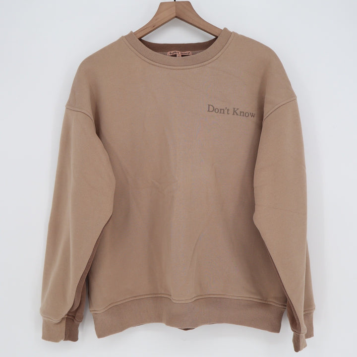 Bailey Rose Brown Tan Colorblock Dont Know Dont Care Graphic Sweatshirt Large