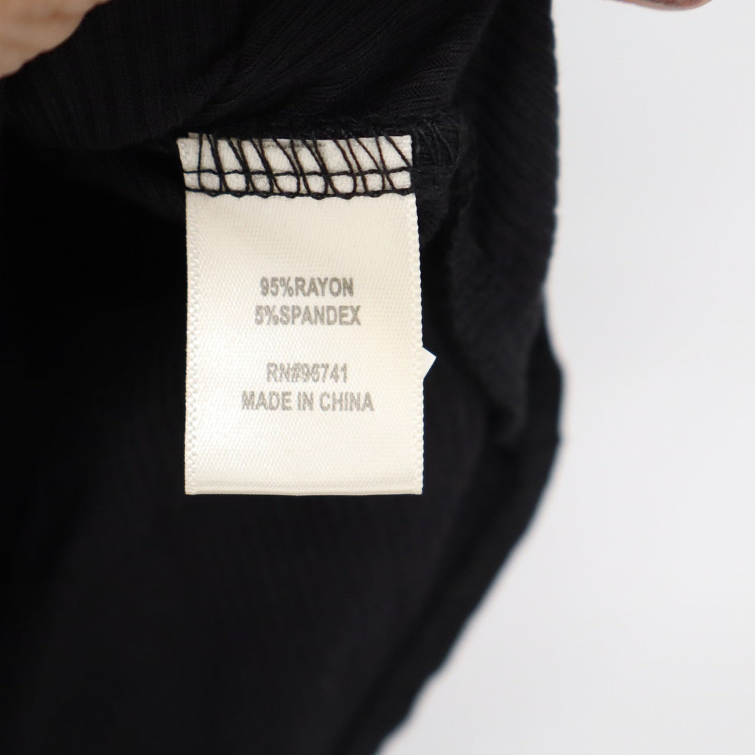 Self Esteem Black Ribbed Square Neck Short Sleeve Bodysuit XL