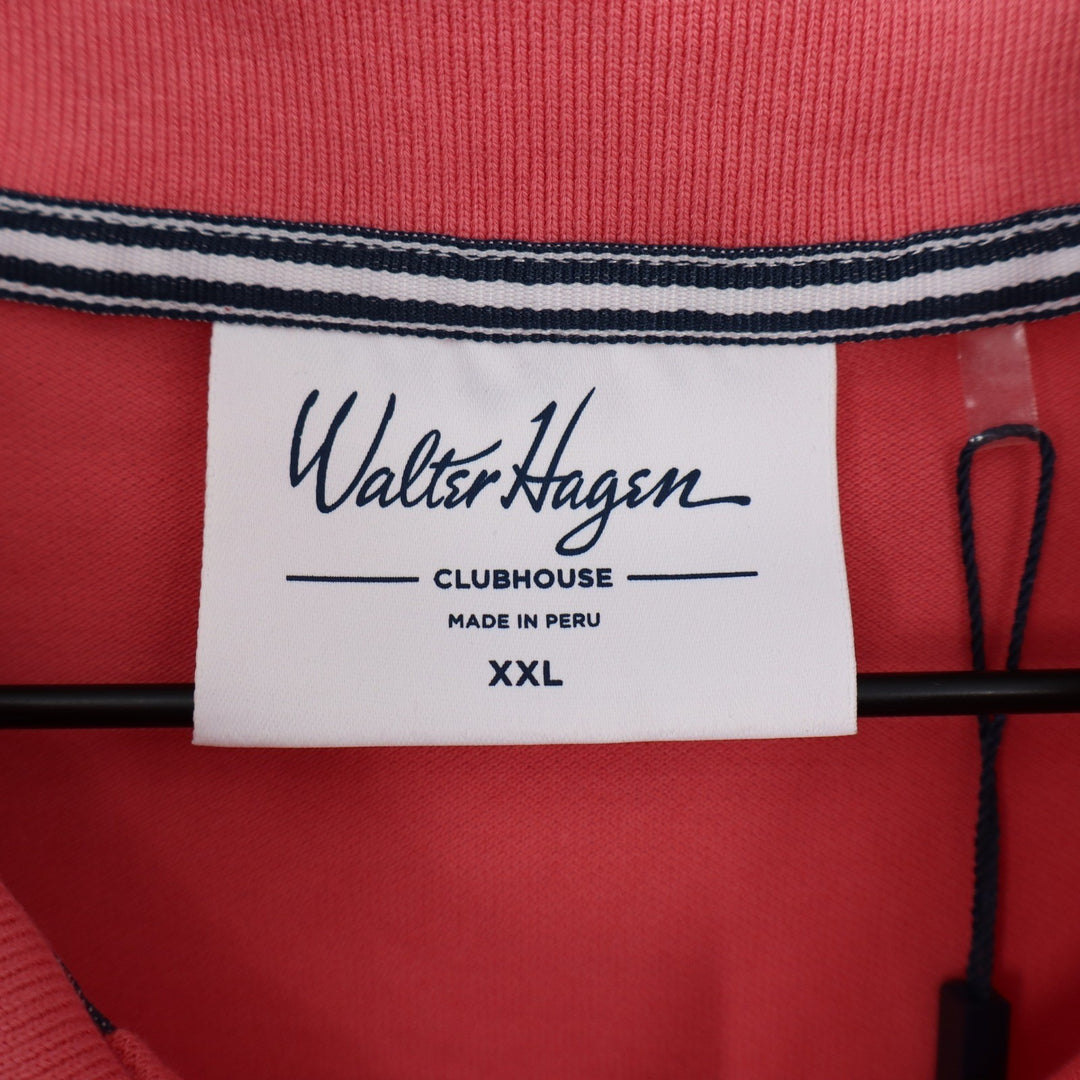 Walter Hagen Mens XXL Pink Rouge Clubhouse Solid Pique Polo Shirt Short Sleeve