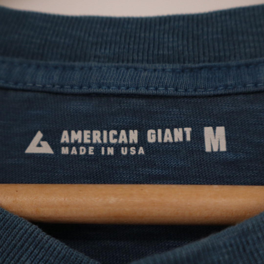 American Giant Broken-In Premium Slub Henley T Shirt Mens M Washed Marine Navy