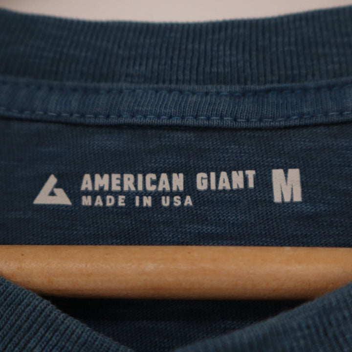 American Giant Broken-In Premium Slub Henley T Shirt Mens M Washed Marine Navy