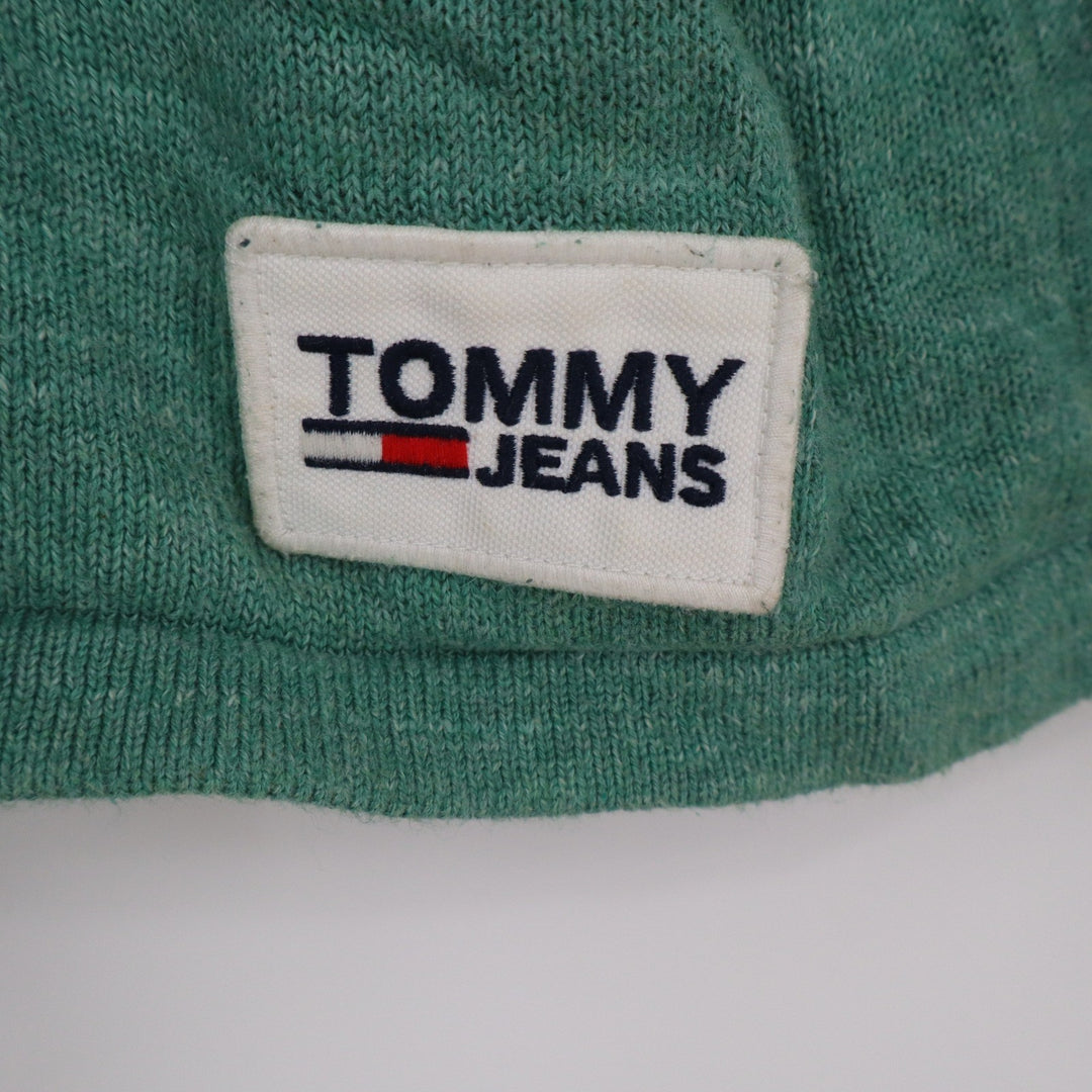Tommy Jeans Mens XS Green Heathered Cotton Knit Crew Neck Logo Sweater