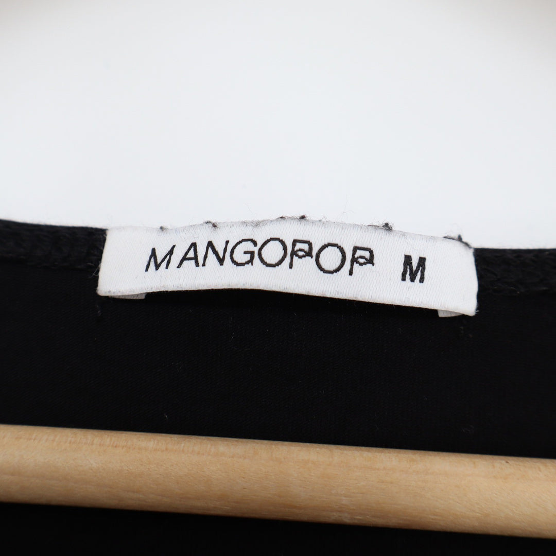 MANGOPOP Womens Black Long Sleeve Scoop Neck Snap Crotch Bodysuit Size M