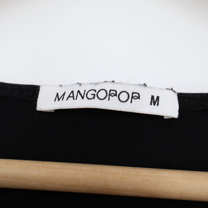 MANGOPOP Womens Black Long Sleeve Scoop Neck Snap Crotch Bodysuit Size M
