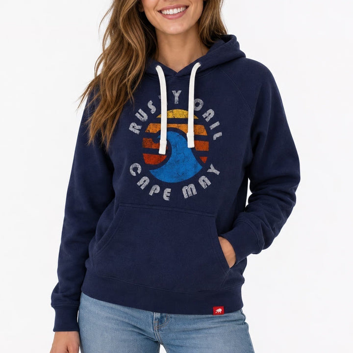 Rusty Nail Cape May Graphic Hoodie Navy Blue Size Medium