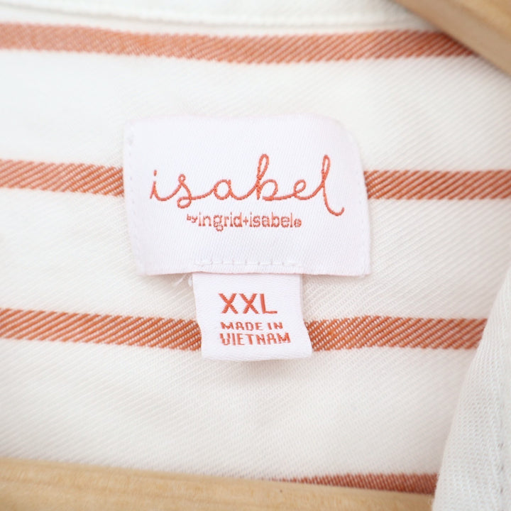 Isabel By Ingrid + Isabel Shirt Womens 2XL White Striped Long Sleeve Button Up
