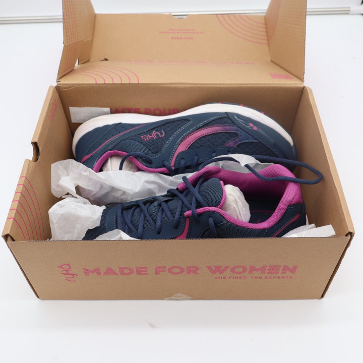 Ryka Dash 3 Womens Walking Shoes Navy Blue Pink Mesh Leather Sneakers 10M