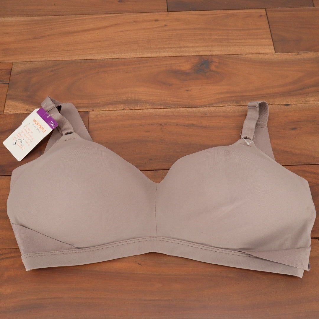Warners No Side Effects Lift T-Shirt Bra Women 2XL Brown Underarm Back-Smoothing