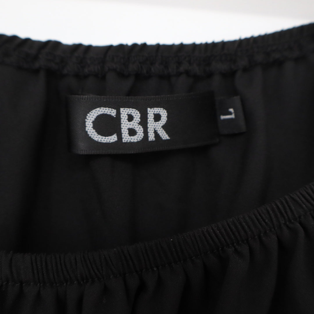 CBR Top Womens L Off-the-Shoulder Black Ruffle Tiered Hem Excellent